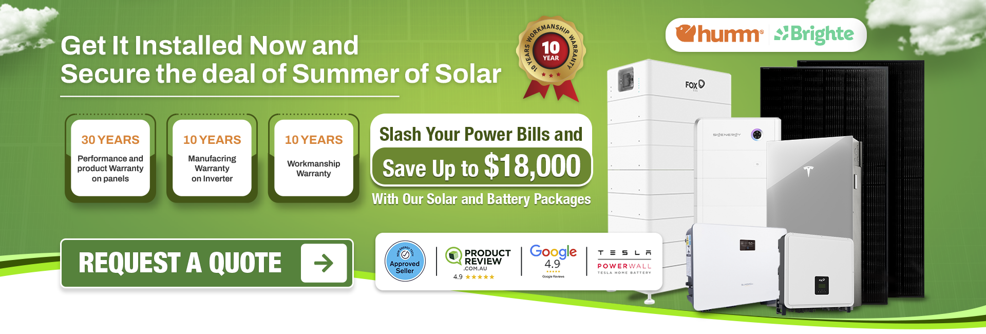 Solar and battery package banner